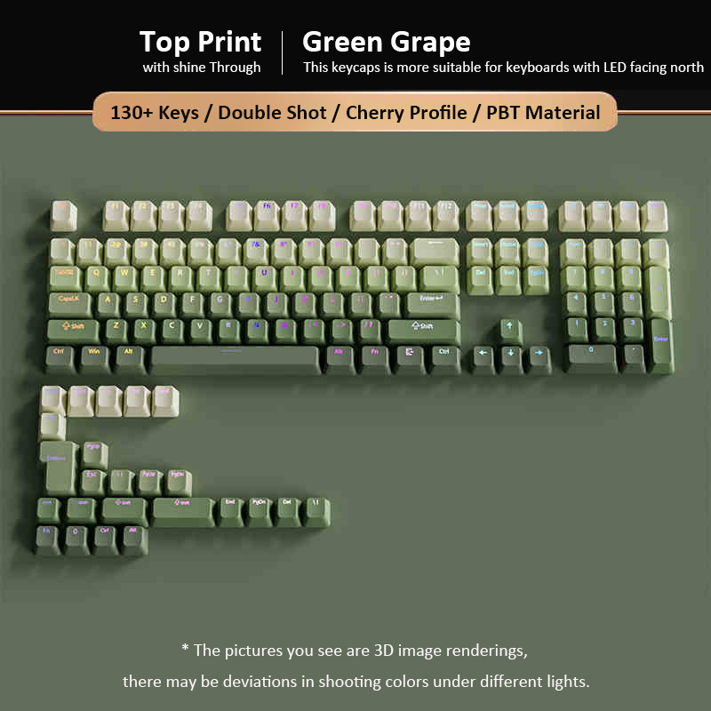 Gaming Keyboard No Rgb - Copritasti PBT Double Shot Green Grape